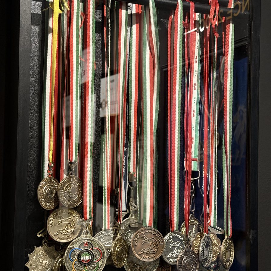 A cabinet of national judo medals